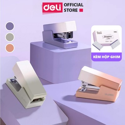 Dập Ghim Mini DELI Ghim Giấy Học Sinh Văn Phòng 12 Tờ Nhỏ Gọn Tiện Lợi Màu Ombre