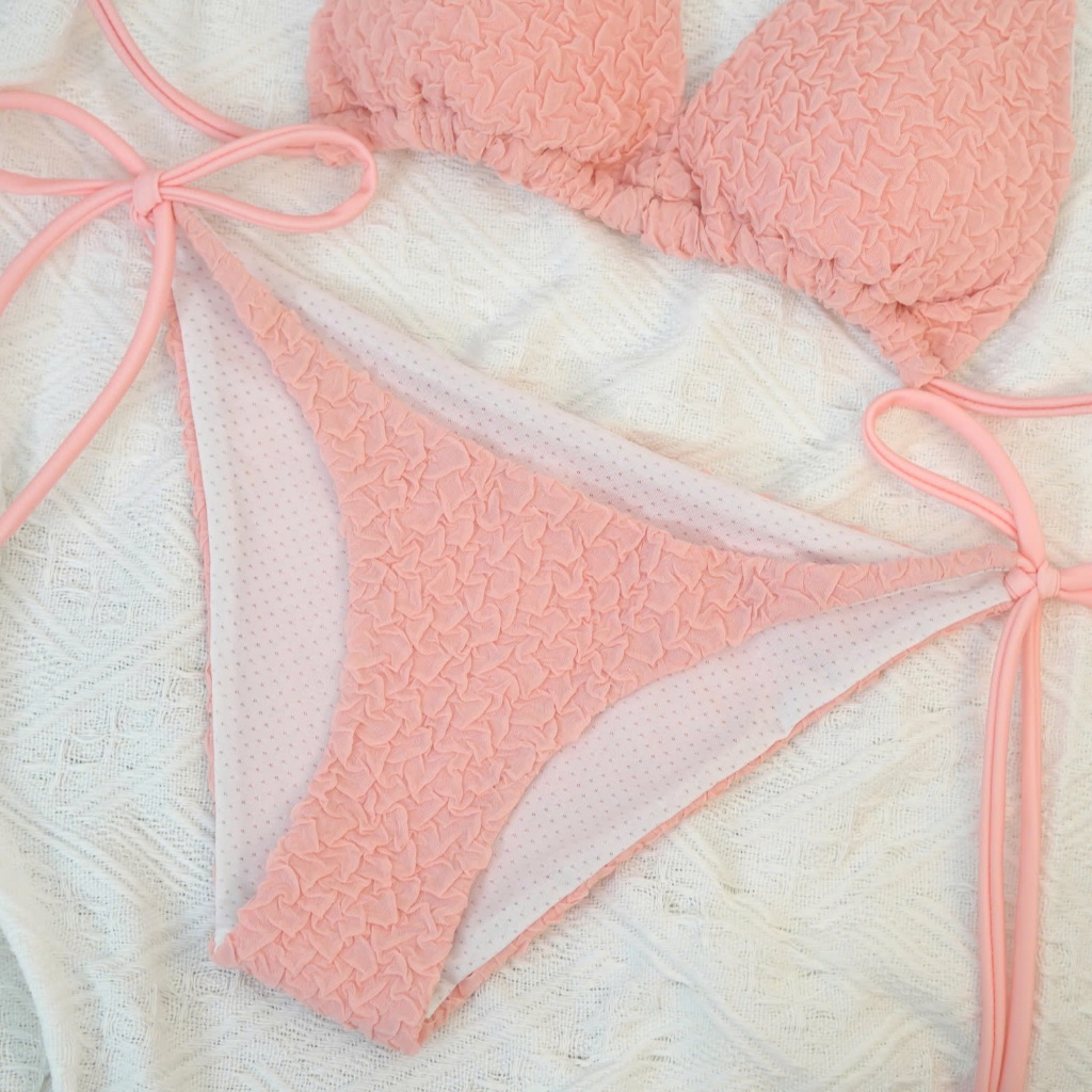 Bikini 2 Mảnh Đi Biển Vải Texture Đan Dây Eo Gợi Cảm Sẵn Đệm Mút. Đồ Bơi Nữ Sang Chảnh Mặc Đi Biển - Mã H13 | BigBuy360 - bigbuy360.vn