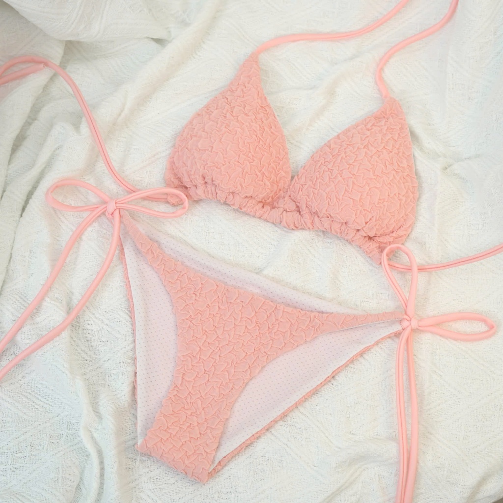 Bikini 2 Mảnh Đi Biển Vải Texture Đan Dây Eo Gợi Cảm Sẵn Đệm Mút. Đồ Bơi Nữ Sang Chảnh Mặc Đi Biển - Mã H13 | BigBuy360 - bigbuy360.vn