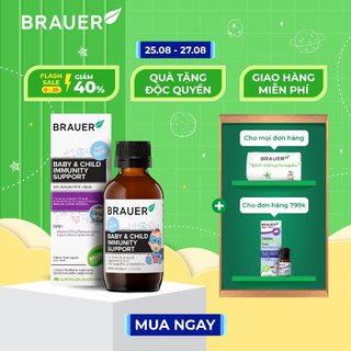 Siro BRAUER Baby & Child Immunity Support - Hỗ trợ Tăng cường Hệ miễn dịch & Đề kháng (100ml)