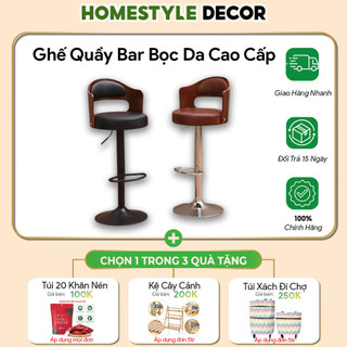 Ghế quầy bar bọc da sang trọng homestyledecor, ghế trang điểm, ghế makeup cao cấp hiện đại tăng chỉnh độ cao m208