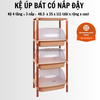 Kệ úp chén, bát nhiều tầng có nắp đậy nhựa Việt Nhật- đồ dùng nhà bếp bằng nhựa cao cấp an toàn