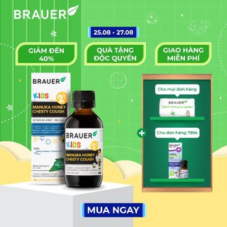 Siro BRAUER Manuka Honey Chesty Cough - Giảm Ho Có Đờm cho trẻ từ 2 tuổi (100ml) / Mẫu mới