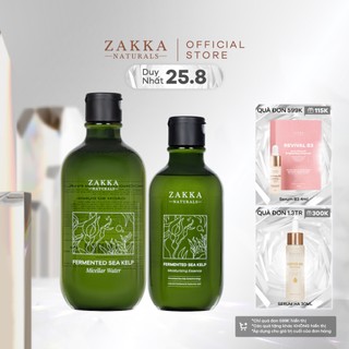 Bộ Đôi Zakka Naturals Nước Tẩy Trang Tảo Biển 500ml và Essence Tảo Biển 300ml Hỗ Trợ Làm Sạch Kép Và Cấp Ẩm