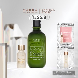 Bộ Đôi Zakka Naturals Nước Tẩy Tang Tảo Biển 500ml và Tinh Chất Vitamin C GlowFruit+ 20g Làm Sạch Kép Và Sáng Đều Màu Da