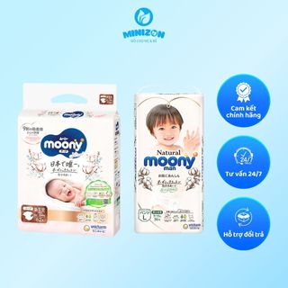 Tã Bỉm MOONY NATURAL Nội Địa Nhật dán/quần NB63-S58-M46-L38-L36-XL32
