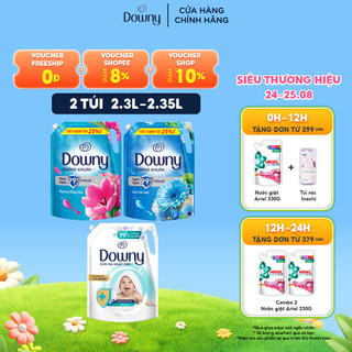 Combo 2 Nước Xả Vải DOWNY Nhiều Mùi Hương Túi 2.3L-2.35L Hương Làn Gió Mát/ Hương Nắng Mai/ Dịu Nhẹ