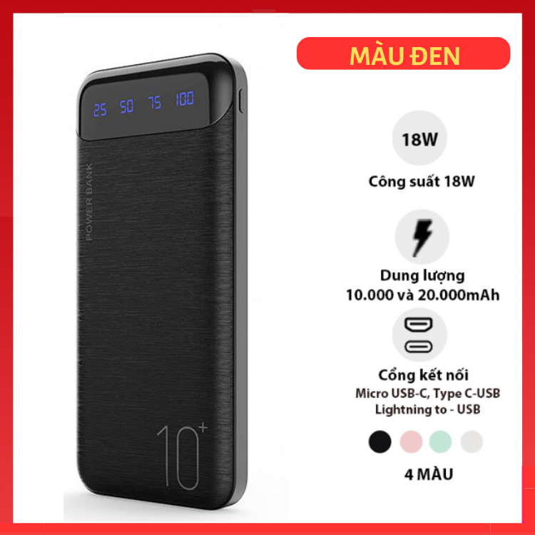 Sạc dự phòng 10000 mAh pin sạc dự phòng Wk -161 bảo hành 24 tháng lỗi 1 đổi 1
