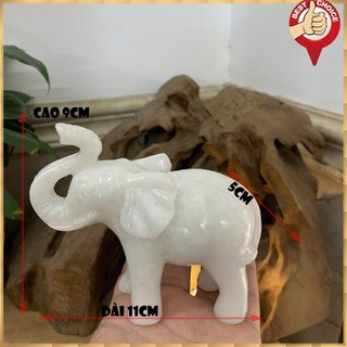 [Voi phong thủy] Tượng voi đá trang trí phong thủy bàn làm việc mang may mắn cát tường cho gia chủ - Cao 9cm