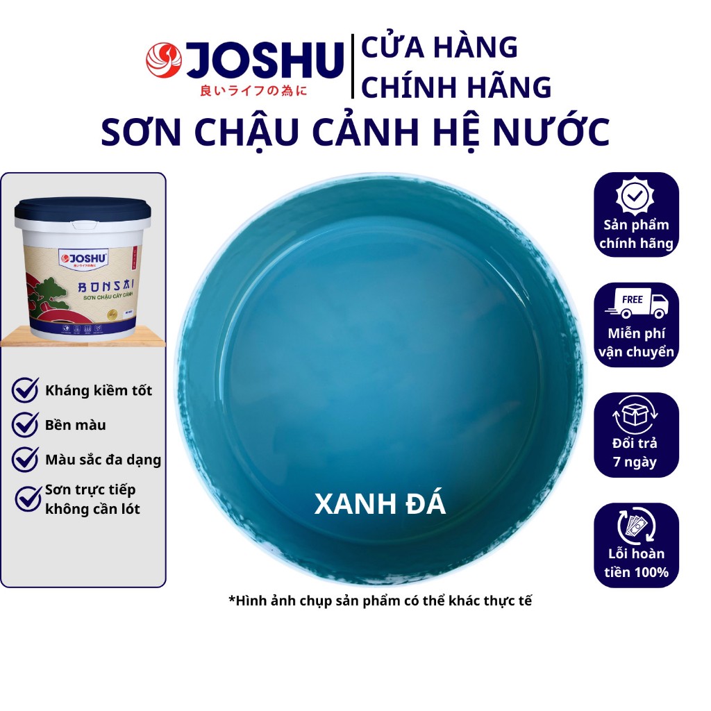 Sơn chậu cảnh JOSHU màu Xanh Đá 17 hộp 1L, Sơn ngoại thất, có kháng kiềm