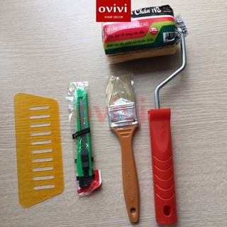 Dụng cụ dán giấy dán tường, con lăn keo, gạt giấy, chổi quét