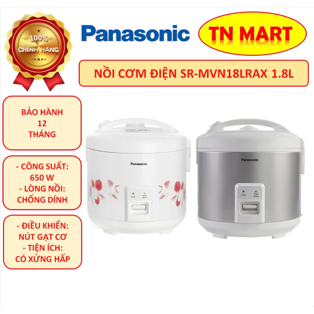 Nồi cơm điện Panasonic SR-MVN18FRAX & SR-MVN18LRAX 1.8 lít, bán chạy, chính hãng, bảo hành 12 tháng
