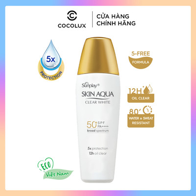Sữa chống nắng Sunplay Skin Aqua Clear White SPF50+, PA++++ dưỡng da sáng mịn 25g