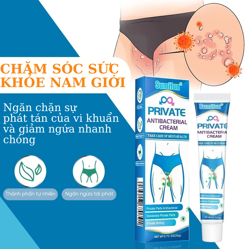 Kem bôi giảm nấm ngứa vùng kín nam từ thảo dược tự nhiên, Giảm ngứa nấm da, sùi mào gà, mụn sinh