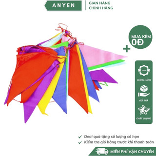 CỜ ĐUÔI NHEO làm bằng vải , CỜ TAM GIÁC LOẠI ĐẸP cuộn 10m - dây trang trí các dịp lễ tết