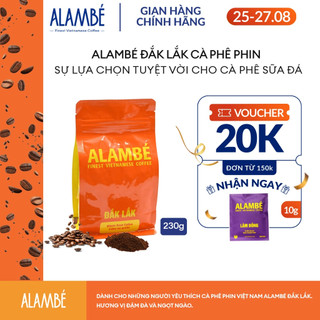 ALAMBÉ Dak Lak  230g - Cà phê rang xay/nguyên hạt Robusta, đắng vị sô-cô-la đen, hương vị đậm, sâu, dài, hậu ngọt