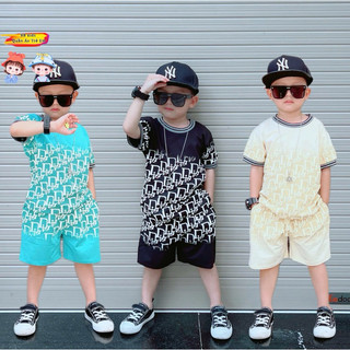 Bộ thun cotton in họa tiết chữ nổi cho bé