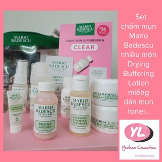 Set chấm mụn Mario Badescu nhiều món ( Drying lotion, Buffering Lotion, miếng dán mụn, toner..)