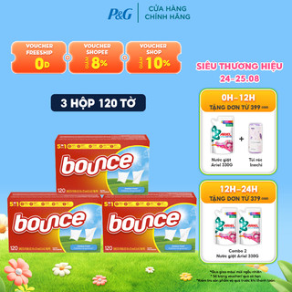 Bộ 3 giấy thơm bounce sheets outdoor fresh 120 tờ