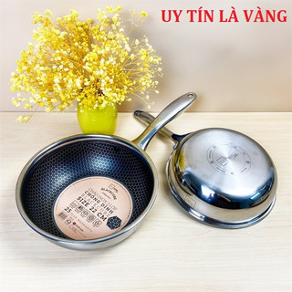 Chảo chống dính sâu lòng inox 304 blackcube fivestar 20-22-24-26-28cm 3 lớp đúc liền, đáy từ
