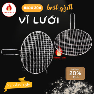Vỉ Lưới INOX 304, vỉ nướng Mắt Cáo nan dày 2,5 mm, sáng bóng cao cấp, bền bỉ không han gỉ
