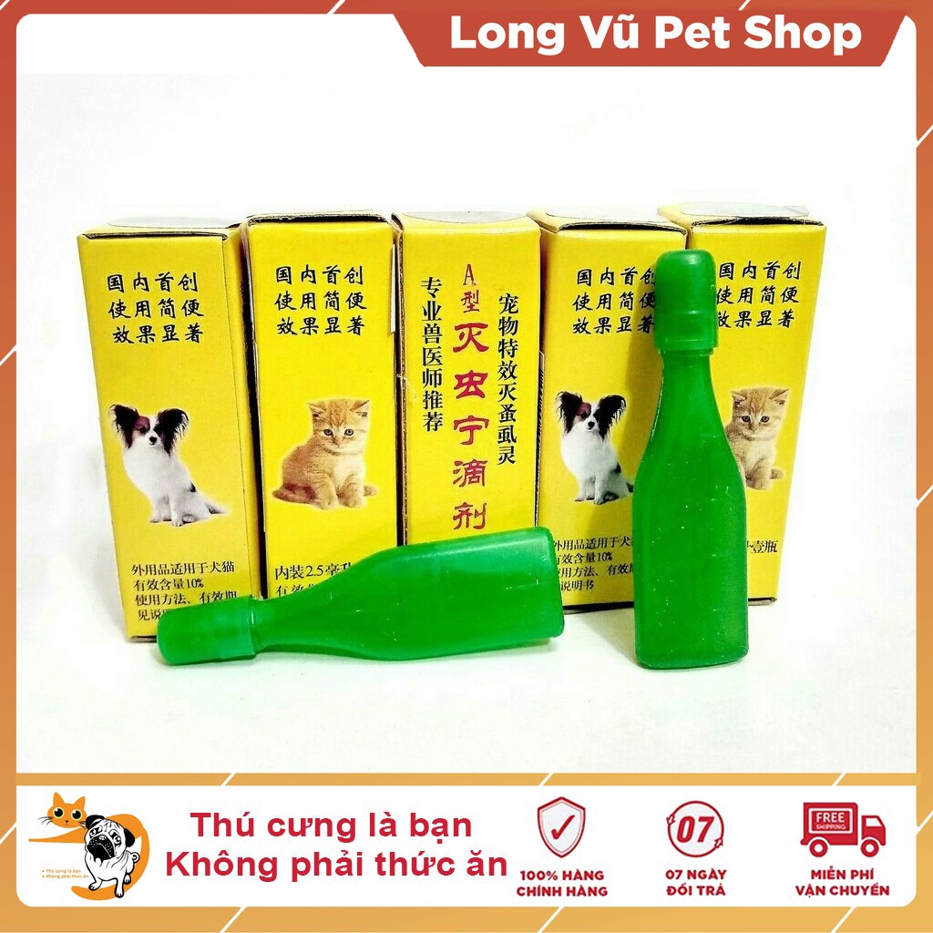 Nhỏ gáy ve rận, bọ chét Đài Loan ve rận bọ chét cho chó mèo an toàn tuyệt đối - Long Vũ Pet Shop