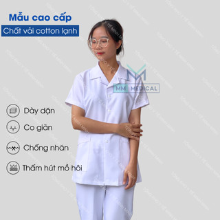 Áo Blouse trắng cho điều dưỡng, dược sĩ, kĩ thuật viên bệnh viện, phòng khám, quầy thuốc