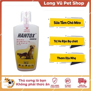 Sữa Tắm Ve Rận Cho Chó Mèo Hantox Shampoo Vàng 200ml - Long Vũ Pet Shop