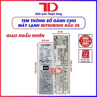 Tem thông số máy lạnh MITSUBISHI nội địa