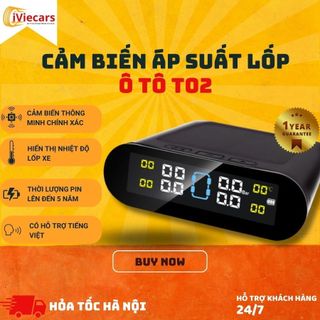 Cảm Biến Áp Suất Lốp Ô Tô T02 Cảnh Báo Giọng Nói Tiếng Việt IViecars - Van Gắn Ngoài Màn Hình LCD, Năng Lượng Mặt Trời