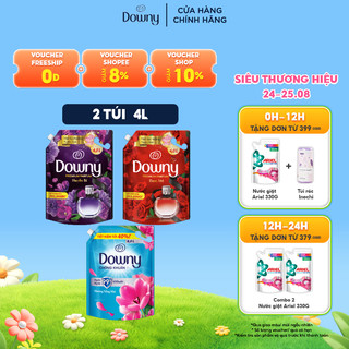Combo 2 túi nước xả vải downy hương nước hoa cao cấp túi 4l hương đam mê/ huyền bí/ nắng mai