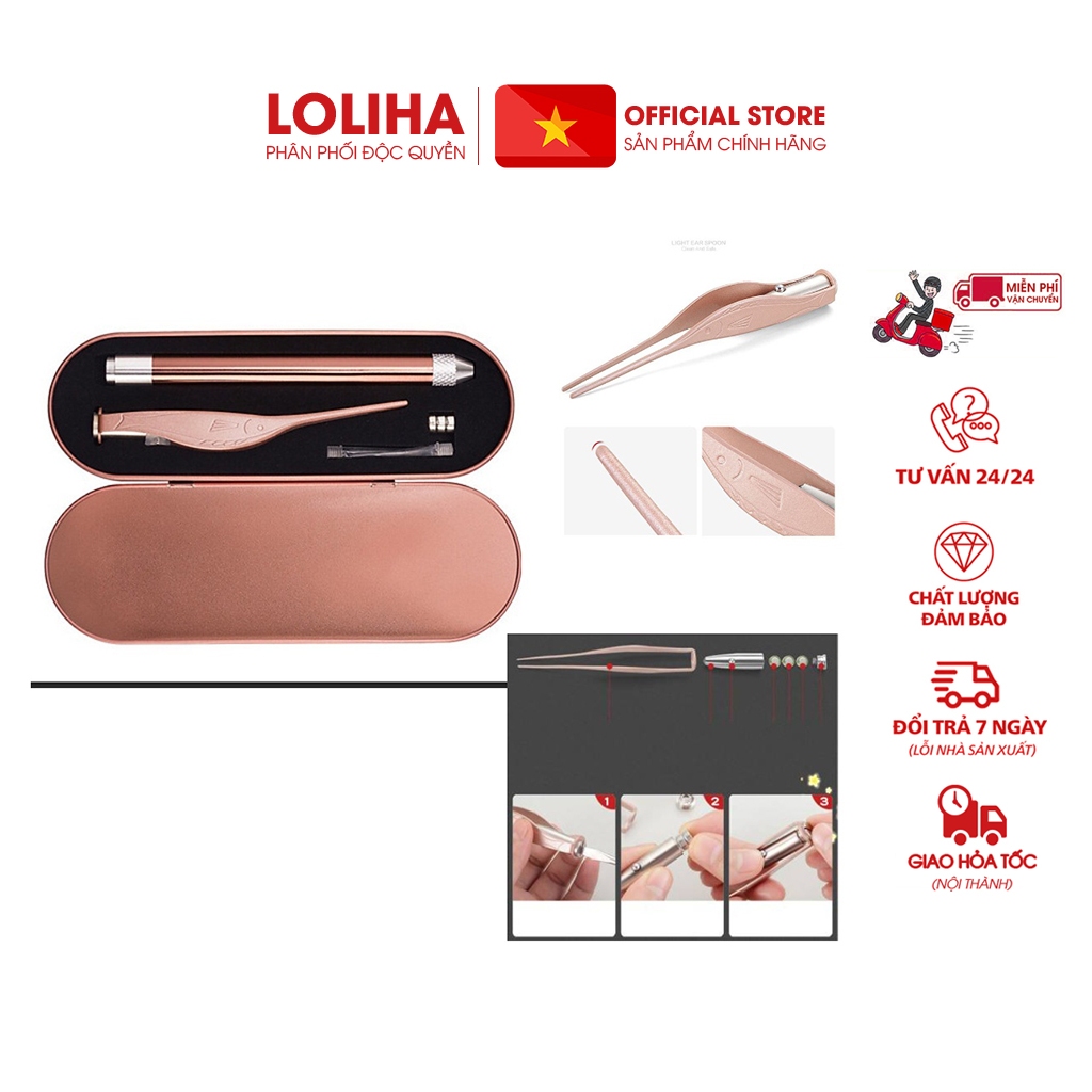 🏵️FREESHIP🏵️ Combo 5 Bộ dụng cụ lấy ráy tai có đèn hộp đồng