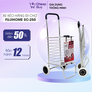 Xe kéo đi chợ gấp gọn 2 bánh nhập khẩu FUJIHOME SC-250, xe đẩy hàng xếp gọn giỏ kéo mini đa năng có bánh xe