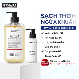 Bộ sản phẩm tắm sạch toàn thân cho nam: Sữa tắm 500ml và Dung dịch vệ sinh nam 80ml Men Stay Simplicity