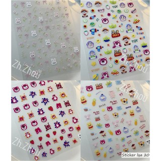 Sticker miếng dán móng tay Labubu, sticker Gấu dâu, Doremon, Tom and Jerry, các mẫu hoạt hình mới nhất