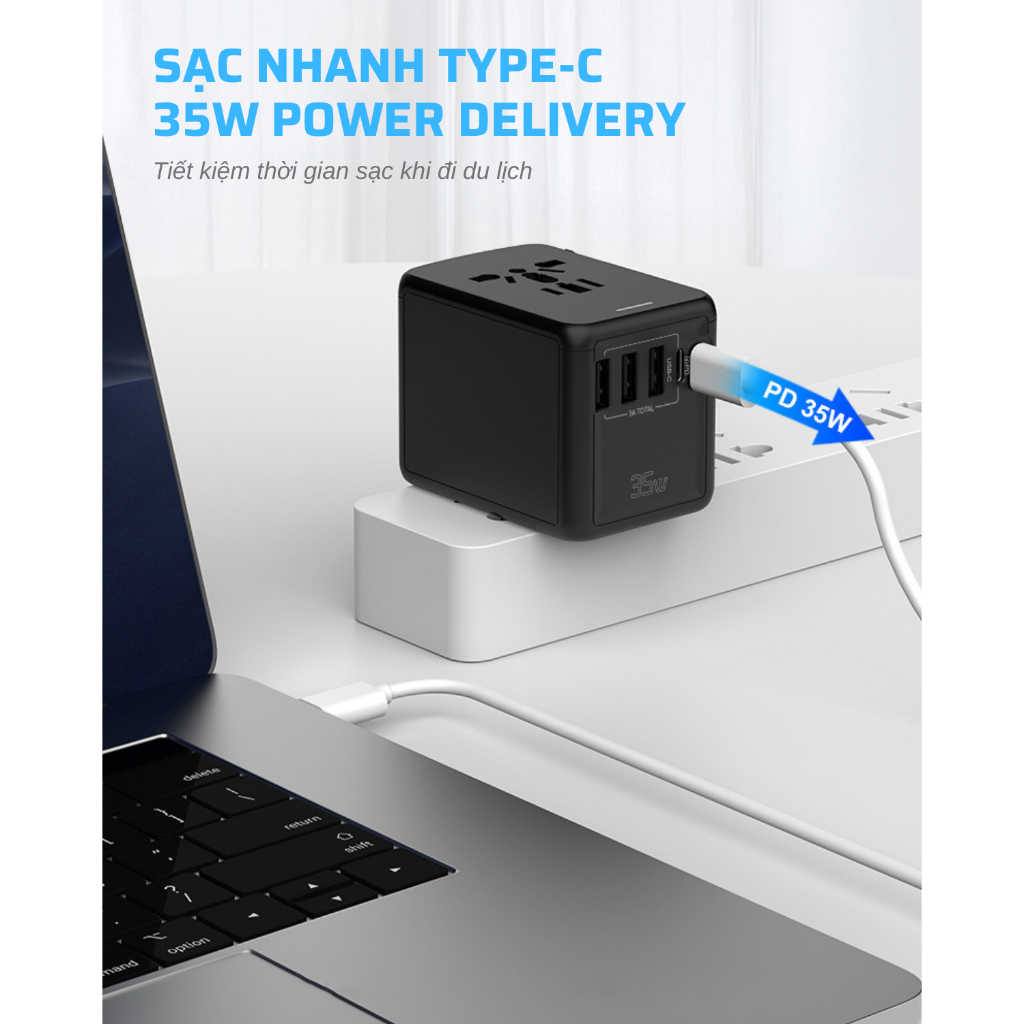 [Sạc Nhanh PD 35W] Củ Sạc Đa Năng Ổ Cắm Điện Du Lịch Tamayoko Công Suất 2000W 4 Cổng USB-C, USB | BigBuy360 - bigbuy360.vn