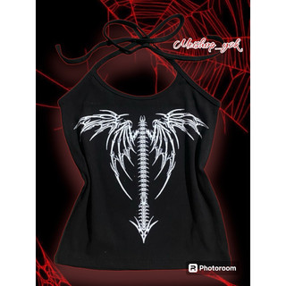  yếm croptop 2s y2k cột dây/ punk gothic, áo hở lưng tôn dáng new