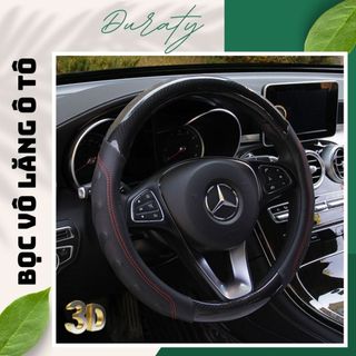 Bọc Vô Lăng Ô Tô - Bọc Vô Lăng - Dập Gân Chỉ Đỏ Thể Thao - Da Pu, Ốp Ôm Khít, Chống Trơn, Size 38-40, M2