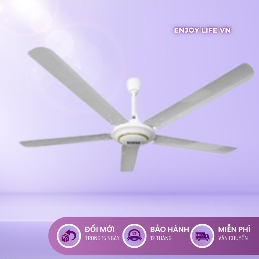 Quạt trần ECOFAN Classic màu trắng - Quạt trần công suất 75W - Quạt trần 5 cánh