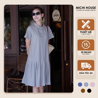 Váy Thun Polo Dáng Suông MICHI House Đầm Xuông Đuôi Cá Cổ Sơ Mi Ngắn Tay Freesize V408