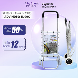 Xe kéo đi chợ siêu thị có giỏ gấp gọn nhập khẩu ADVINDEQ TL90C, xe đẩy hàng 2 bánh xếp gọn chính hãng bảo hành 1 năm