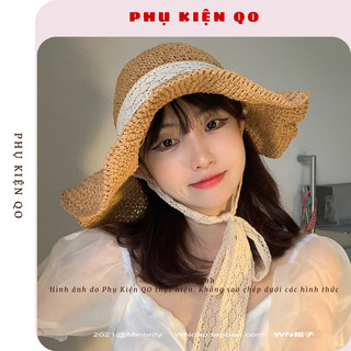 Mũ cói nón cói mềm nơ ren dài - hàng đẹp mch17