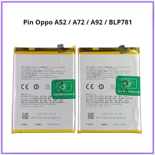 Pin  oppo blp781/a52/a72/a92  mới chất lượng tốt