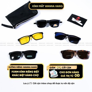 Gọng kính cận 5in1 thể thao nam châm cố định kèm 5 tròng kính râm di động chống tia UV cao cấp KTT01 Wanna Hang