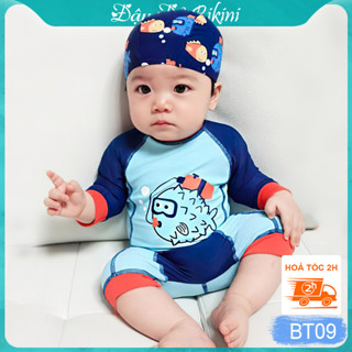 Bộ đồ bơi liền quần cho bé trai sơ sinh, bé trai nhỏ từ 8kg, hình in dễ thương, chất thun bơi lạnh đẹp, mềm mịn | BT09