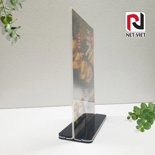 Menu Mica A4, Menu để bàn A5, A6 Đế lùa 02 mặt, Mica Đài Loan
