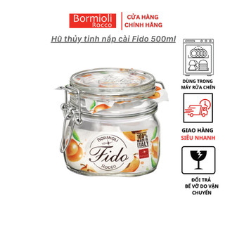 Hũ thủy tinh nắp cài Fido 500ml đựng đậu, đường, bột, cafe, các loại bánh kẹo
