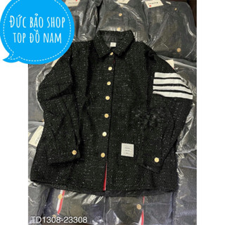 Áo khoác Thom Browne Cổ Bẻ Kim Tuyến 4 Vạch Trắng Nam Nữ Hàng Quảng Châu- Áo Khoác Thom Browne 4 vạch Cổ Bẻ Siêu đẹp