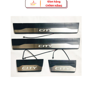 Ốp Bậc cưa, nẹp bước Chân Ngoài Xe Honda CITY 2014- 2022, 2023 có đèn LED
