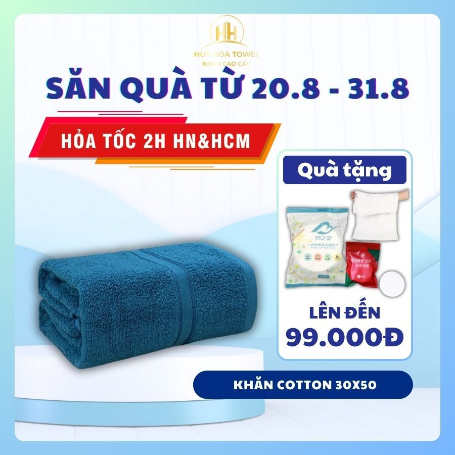 Khăn Mặt 100% Cotton Cao Cấp Mềm Mịn, Khăn Mặt Kháng Khuẩn Không Xù 30x50cm HUY HOÀ TOWEL